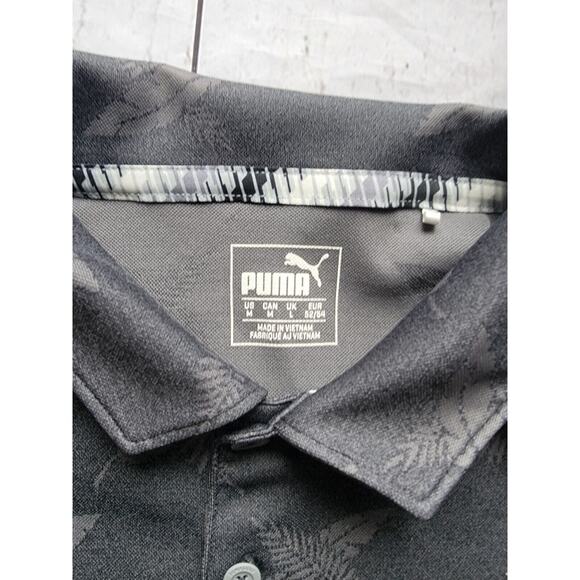 Puma Golf Polo Grey Feathers Size M Memorial Tournament Emblem On Sleeve - Picture 4 of 9